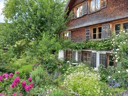 a farmhouse with a large garden